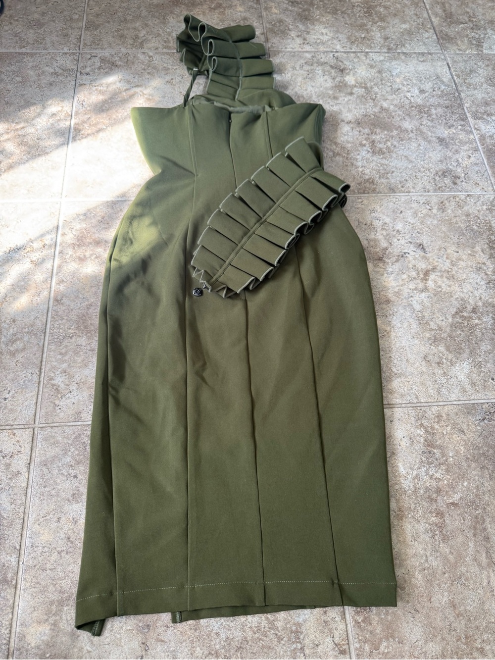 K Women's Andrea Iyamah Kamala Midi One Shoulder Green Dress - Picture 9 of 9